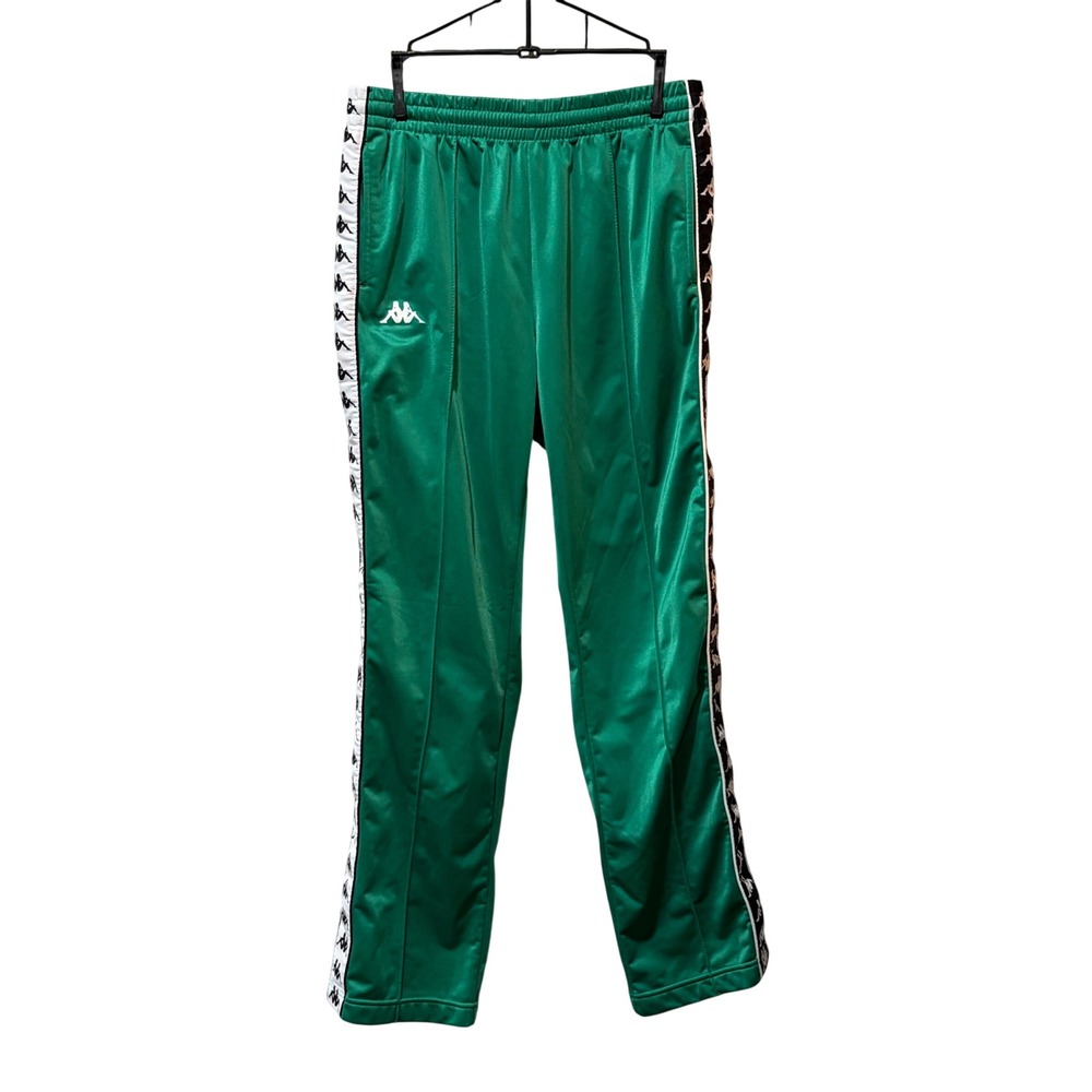 Kappa Track Pants Mens Medium Green Banda Astoria Slim Logo Tapered Athleisure